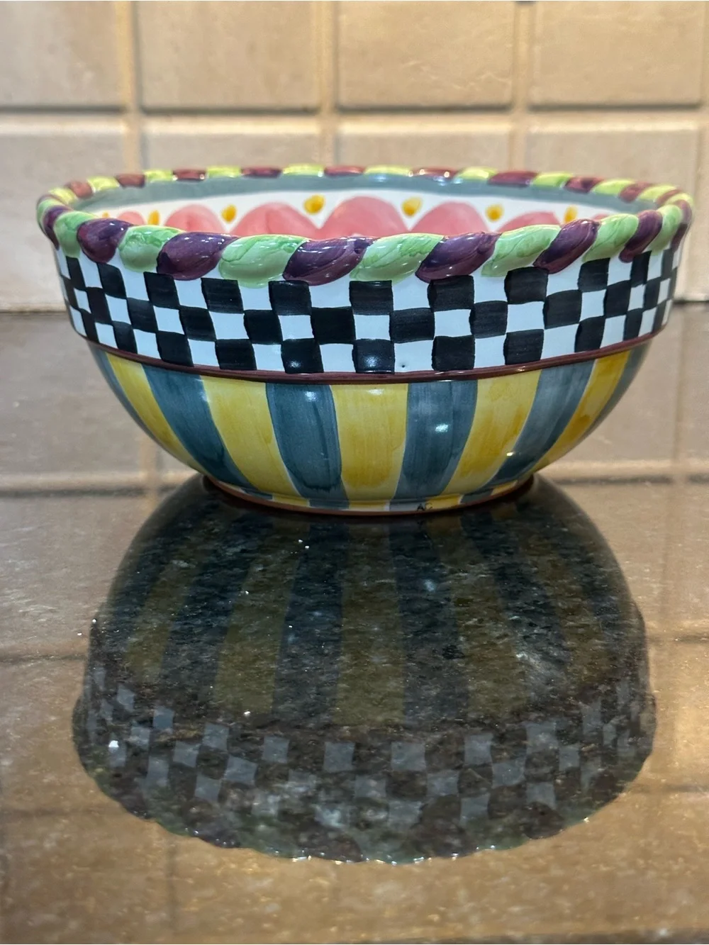 MacKenzie-Childs Hand-Painted Taylor Piccadilly Ceramic bowl - RARE FIND